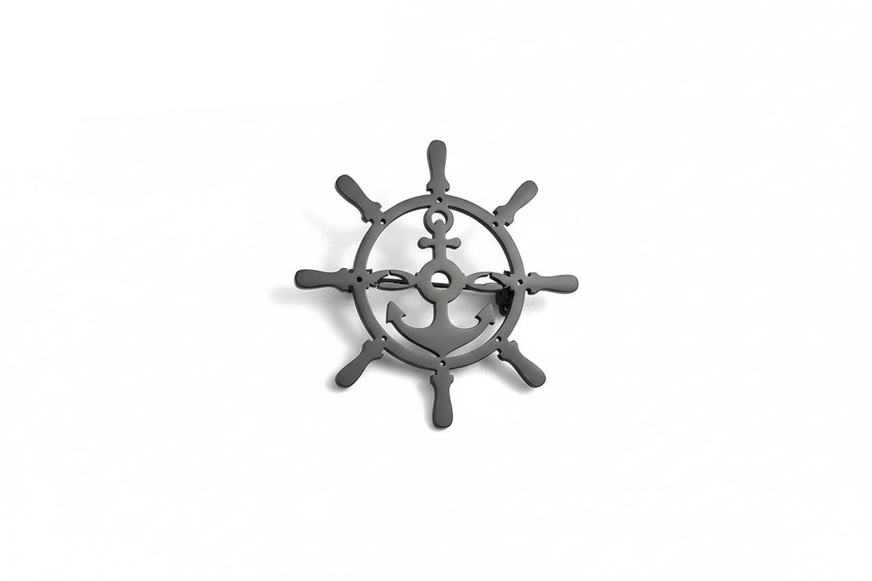 18K vergulde roer- & ankerbroche