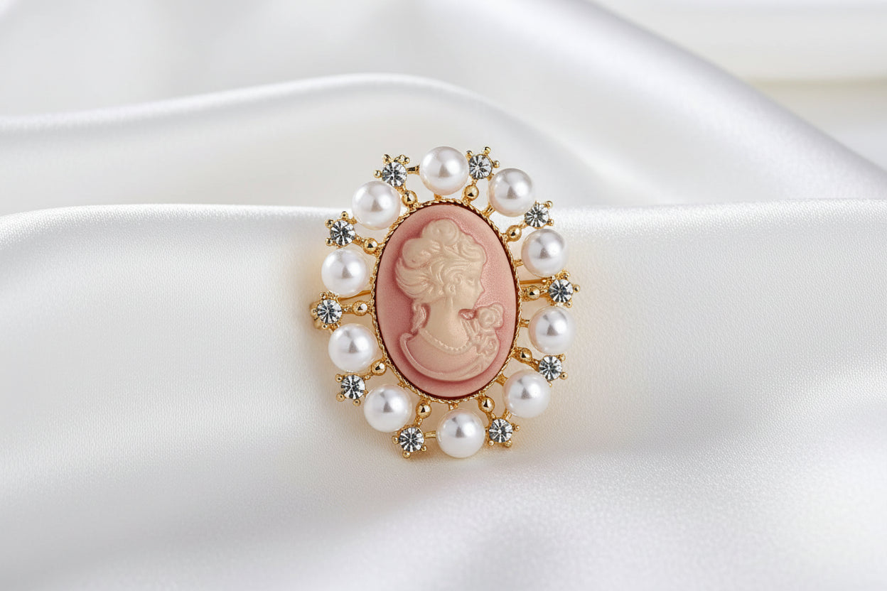 Vintage Cameo Bloem Broche - Meerdere Varianten