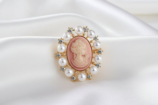 Vintage Cameo Bloem Broche - Meerdere Varianten