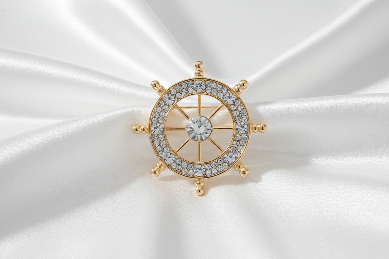 Luxury Rhinestone Rudder Brooch