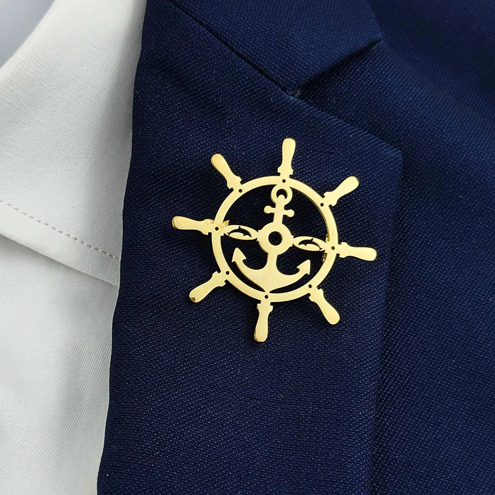 18K vergulde roer- & ankerbroche