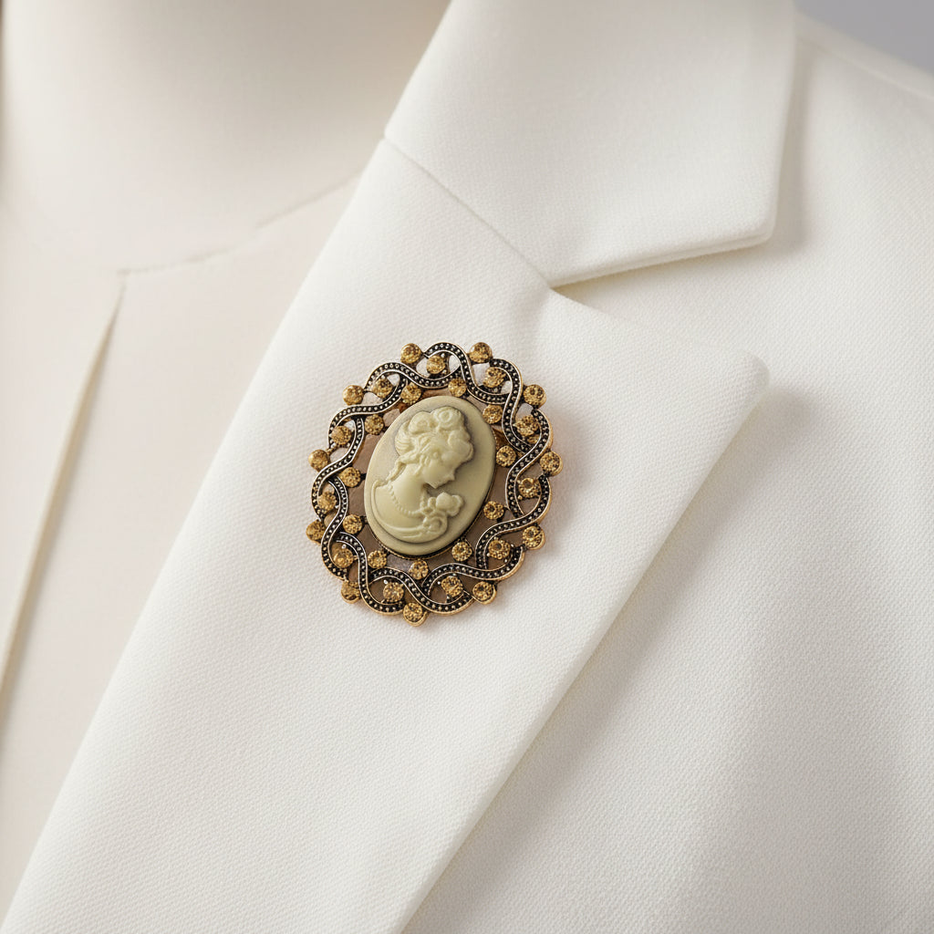 Vintage Cameo Bloem Broche - Meerdere Varianten