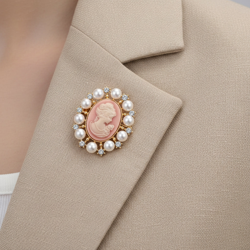 Vintage Cameo Bloem Broche - Meerdere Varianten