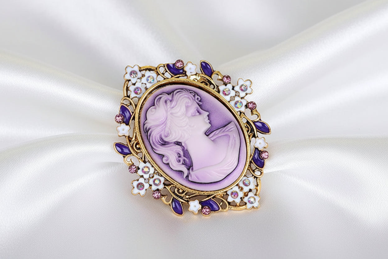 Vintage Cameo Bloem Broche - Meerdere Varianten