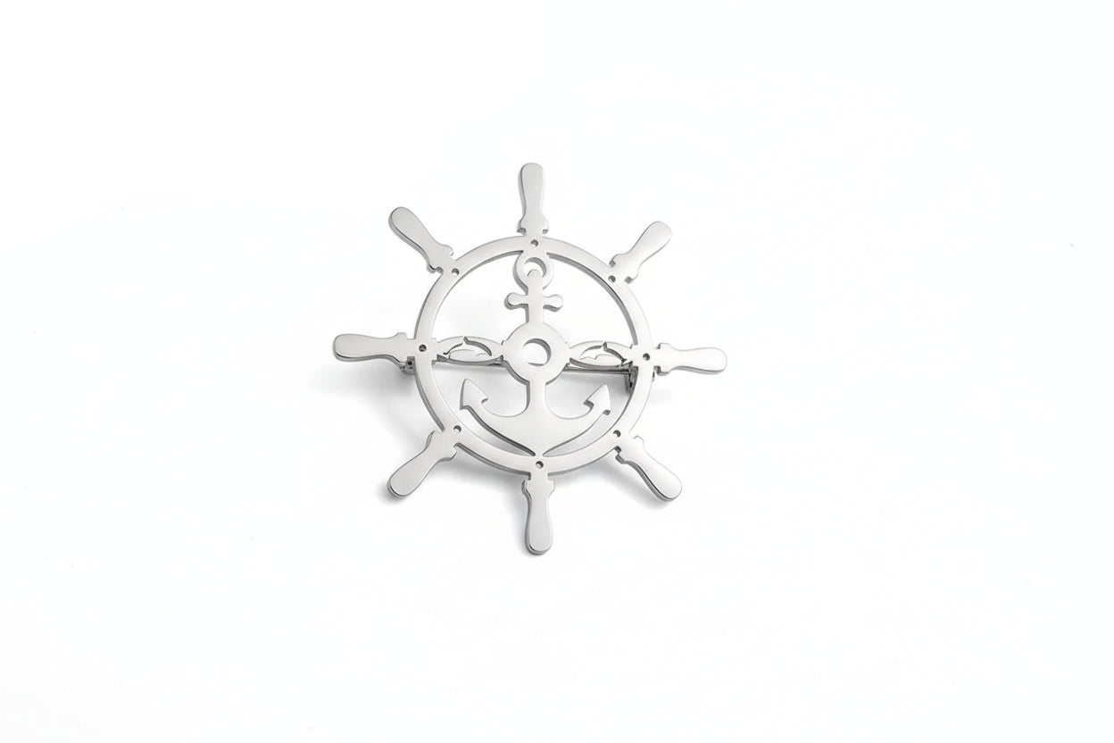 18K vergulde roer- & ankerbroche