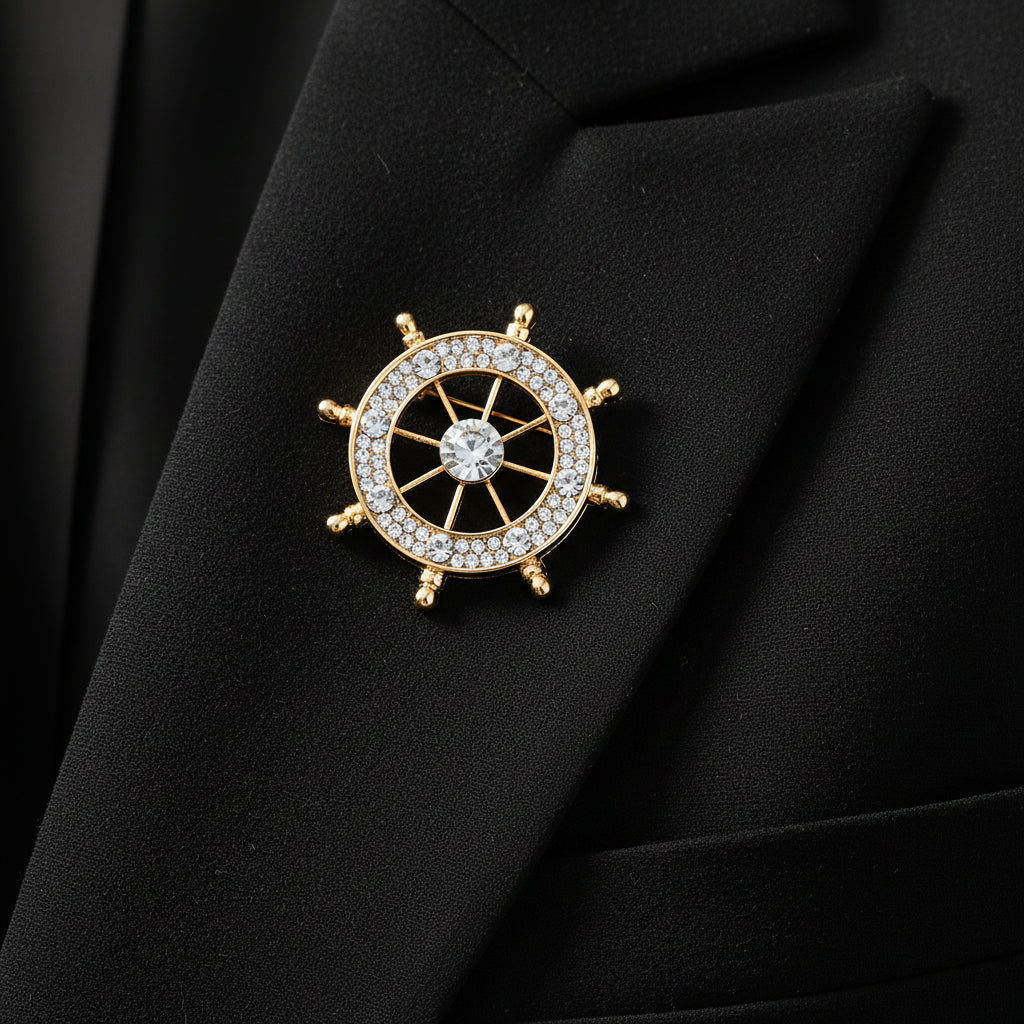 Luxury Rhinestone Rudder Brooch