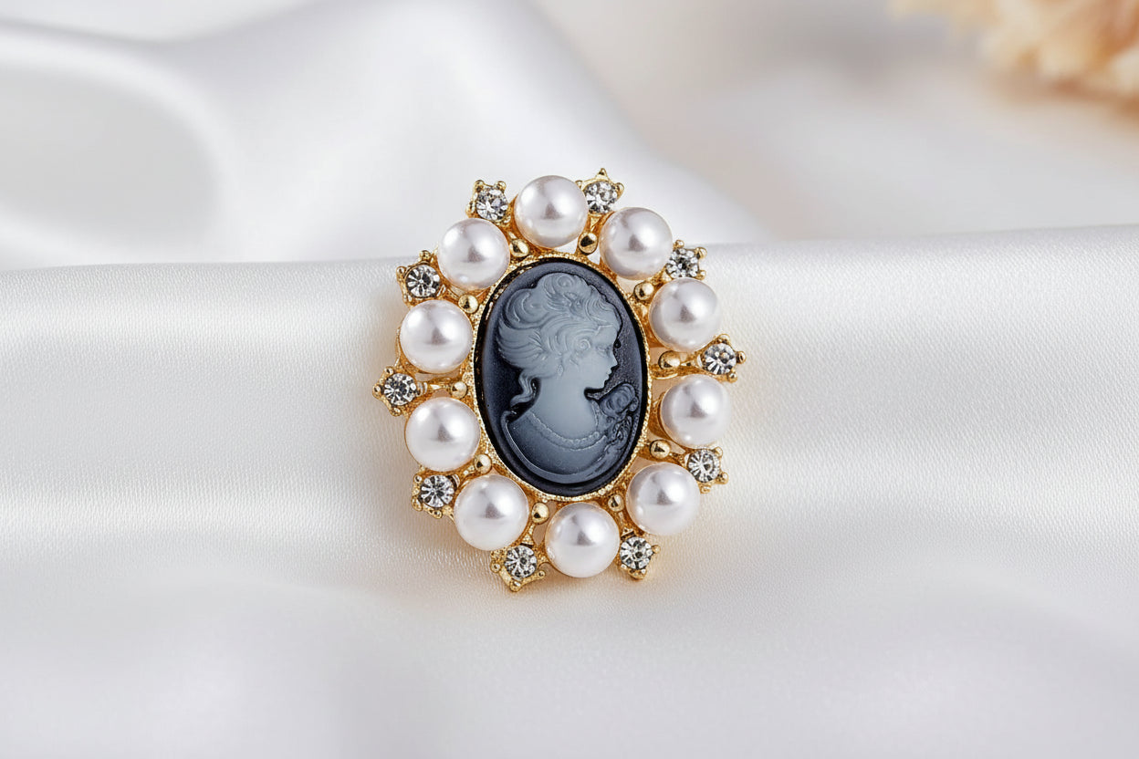 Vintage Cameo Bloem Broche - Meerdere Varianten