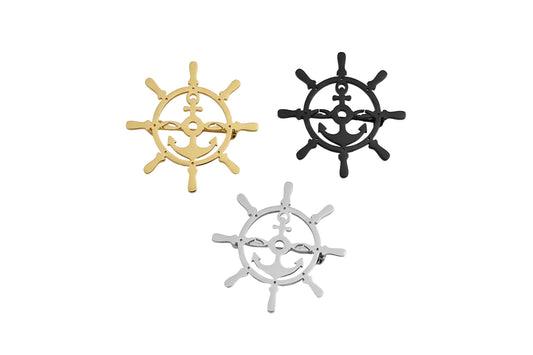 18K vergulde roer- & ankerbroche