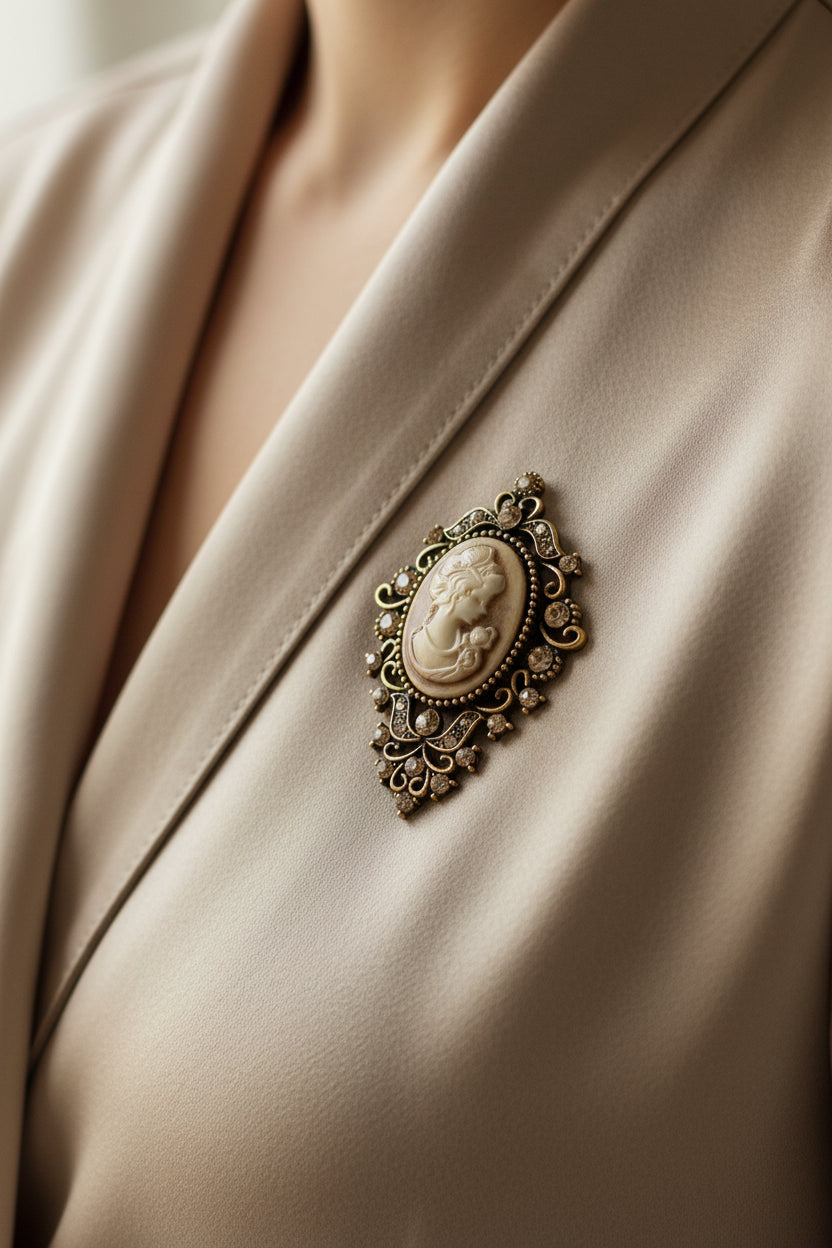 Vintage Cameo Bloem Broche - Meerdere Varianten
