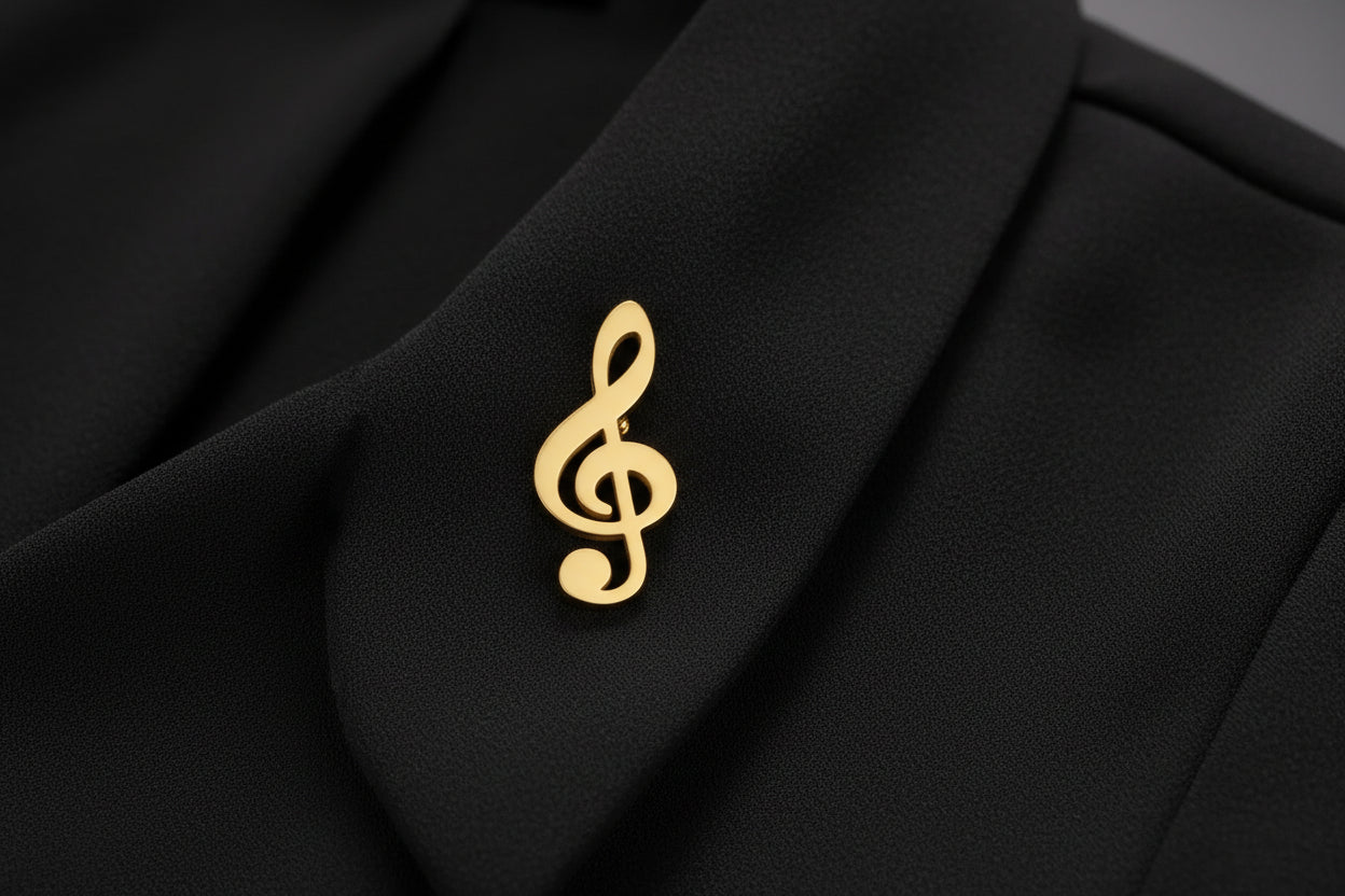 Gouden Muzieknoot Broche