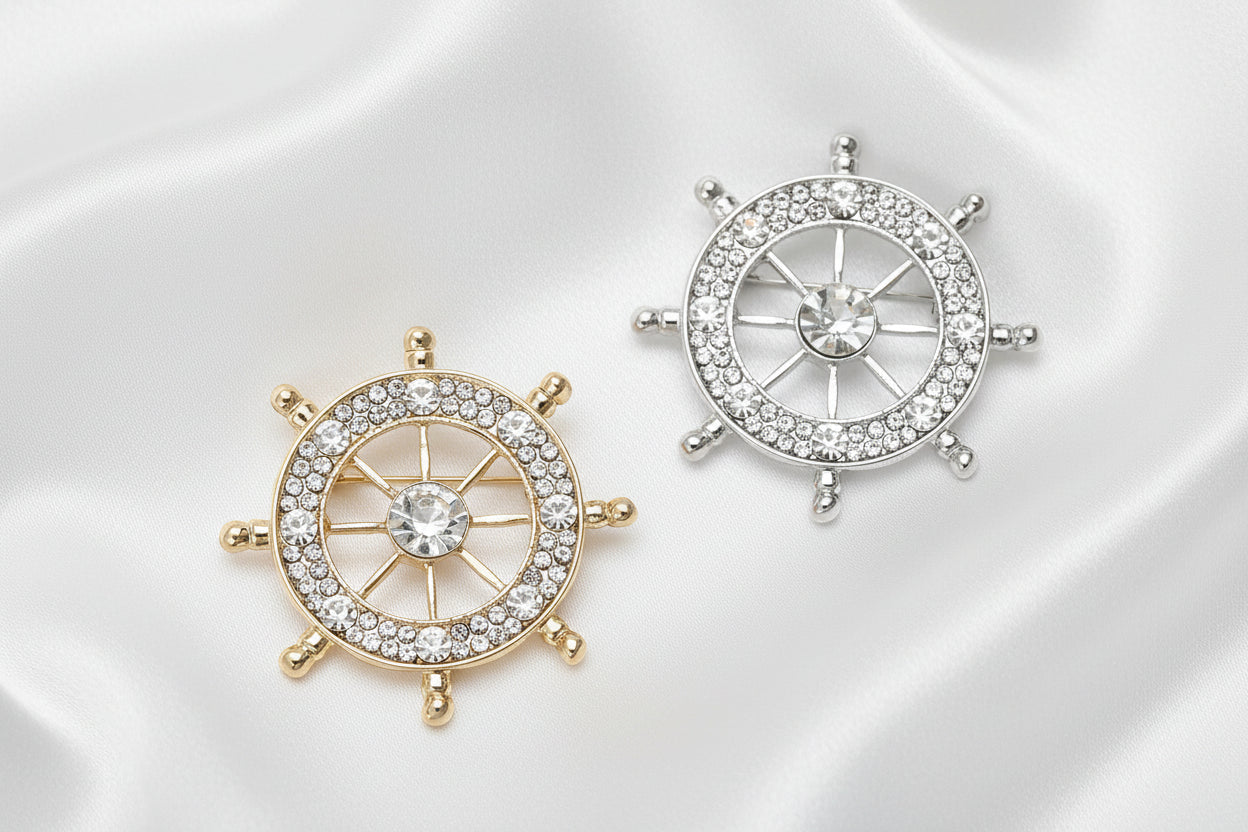 Luxury Rhinestone Rudder Brooch