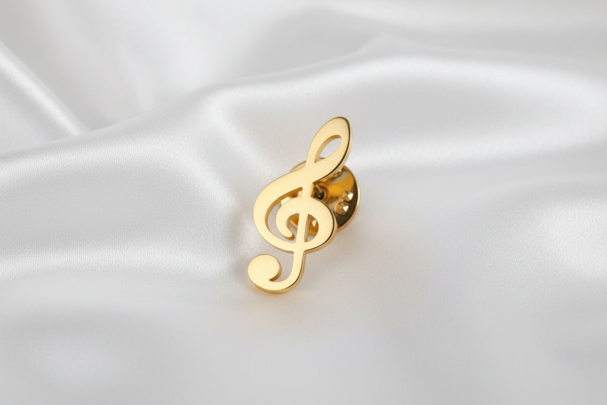 Gouden Muzieknoot Broche